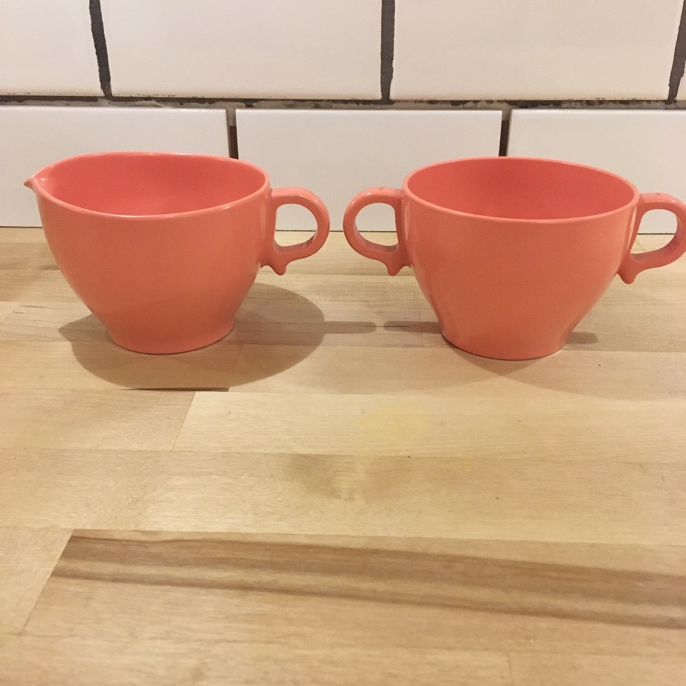 Vintage Melamine Cream & Sugar Peach